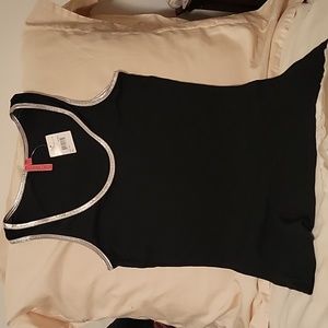 Charlotte Tarantola Silver Trim Black Rib Knit Tank  Sz XL